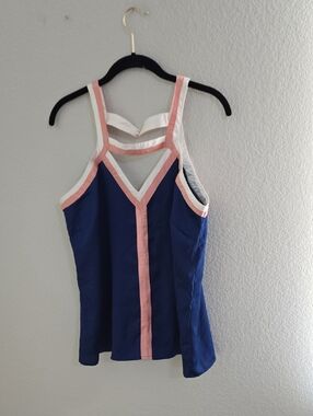 Forever 21 Blue Tank with Pink and White Trim